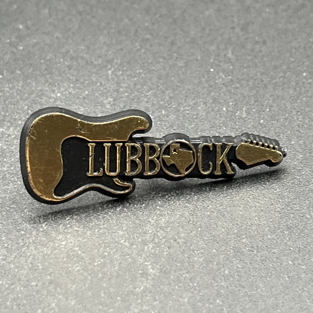 Lubbock Texas Guitar Plastic Lapel Hat Pin